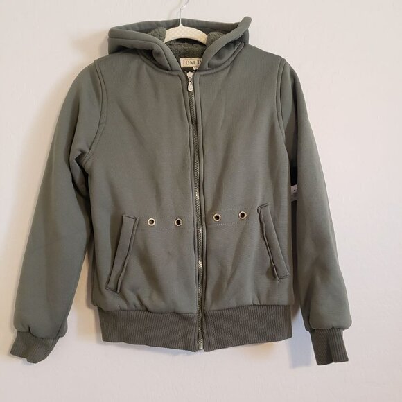 Online Full zip fleece hoodie sweater with faux fur lining size L NWT - Picture 2 of 11